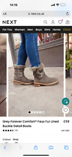 Next  Grey Forever Comfort Faux Fur Lined Buckle Detail Boots