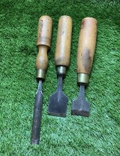 3X Vintage Boxwood Wood Chisels Various Makers S118