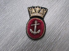 Merchant Navy Petty Officer Early Original Padded Cloth Bullion Cap Badge