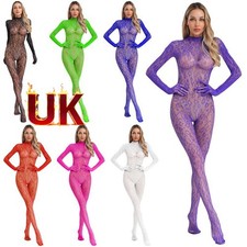 Womens Fishnet Bodystocking Mesh Full Body Stockings Babydoll Jumpsuit Catsuit