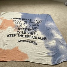 Zadig &Voltaire Parfums blue ivory script square scarf Laugh breathe live