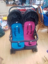 Double Pram Joie Aire Twin Stroller Baby Pushchair Buggy Foldable