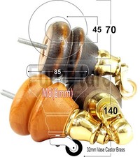 4x Solid Wood Castor Feet M8