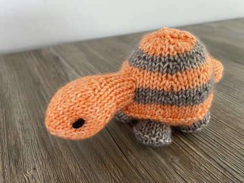Hand knitted cotton tortoise - hand,