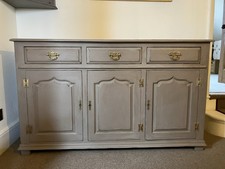 Vintage Solid Wood Sideboard. Painted and Waxed. Cupboard and Drawers.