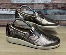 Hotter Sunset Flat T Bar Shoes Soft Gold UK 5.5 STD Slip On Womens Casual Work