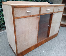 1930s Art Deco Limed Oak & Walnut Sideboard