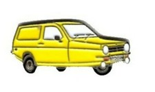 Reliant car pin badge. Yellow