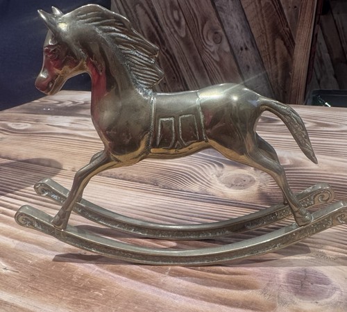 Brass vintage rocking horse - brass,