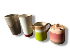 Hk Living Latte Mugs, Sugar Bowl & Milk Jug BRAND NEW £43.95 RRP