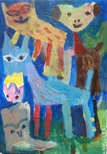 ORIGINAL ACRYLIC PAINTING ON GREY BOARD