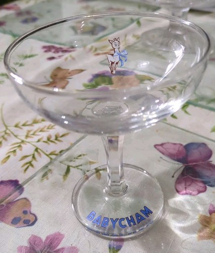 Rare white fawn babycham - white, glass
