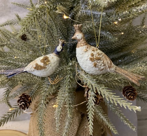 Resin pheasant cream gold - cream,