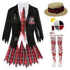 HALLOWEEN LADIES ZOMBIE SCHOOL GIRL COSTUME HORROR FANCY DRESS COSTUME ADULTS