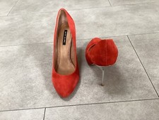 River Island High Heeled, Orange Suede Shoes. Size 7