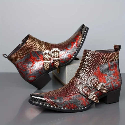 Men snakeskin print western - print,