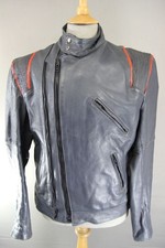 VINTAGE KETT GREY & RED COWHIDE LEATHER BIKER JACKET 42-44 INCH