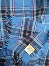 Vintage Gorgeous Blue Tartan James Pringle Scottish Wool Rug / Throw / Blanket