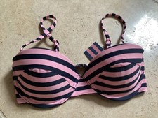 JACK WILLS MARCHISON BIKINI CUP TOP BRAND NEW SIZE 32D PINK NAVY STRIPE