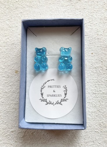 Blue gummy bear - bear, earrings