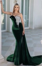 Dark Green Velvet Floor Length