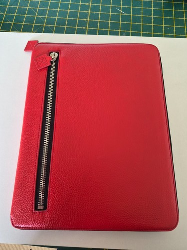 Red leather zipped - red, a4