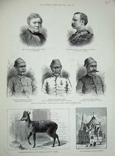 Old Antique Print 1885 Muntjac Church Liverpool Nusshi Ralhat Effendi War 19th