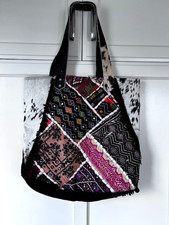 Muche et Muchette Handbag Tote NWT Boho Velvet Cotton Leather Cowhide Embroidery