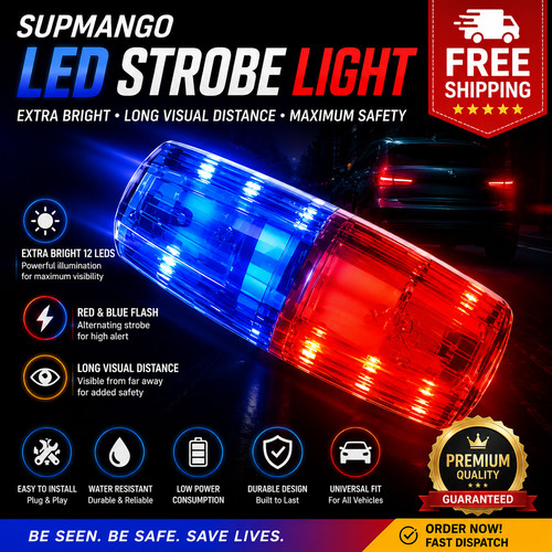 Red blue led strobe warning - red/blue,