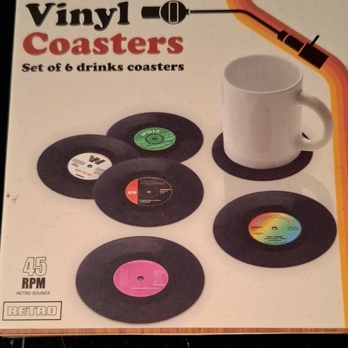Retro vinyl record coaster - record,