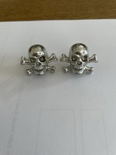Valve Cap Skull & Cross Bones Chrome Old School BMX Used Good Condition X 2