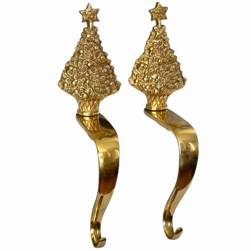 Vtg brass stocking holder hook - brass,