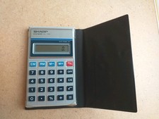 Vintage 80s Sharp Calculator In Brown Wallet