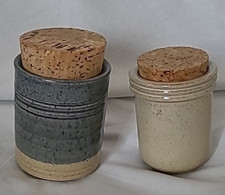 2 x Pottery Storage Jars With Cork Lids 100ml & 250ml