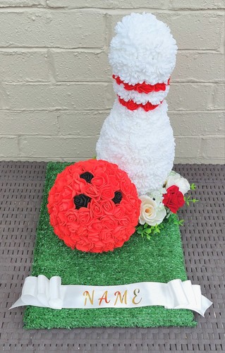 Ten pin bowling funeral flower - bowling,