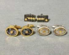 Alfred Dunhill Cufflinks Logo Gold Silver Plated Black and Marble Three Pairs