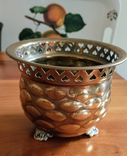 Vintage brass plant pot - vintage,