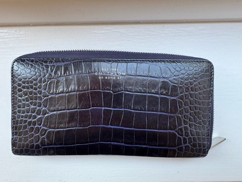Smythson black croc embossed - smythson,
