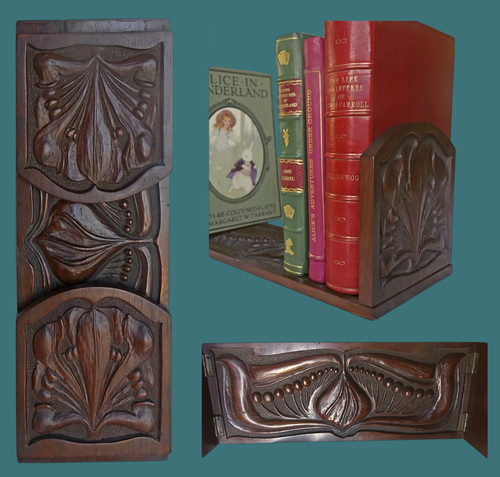 Carved mahogany wood book - mahogany,