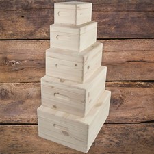 Wooden Lidded Decorative Memory Storage Chest Boxes / 5 Sizes / Small to Large