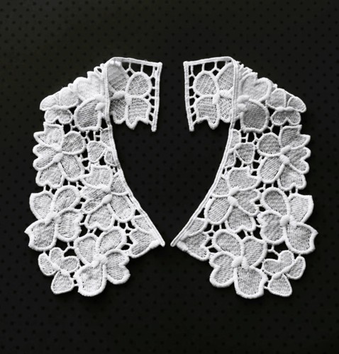 White lace collar dress - white,