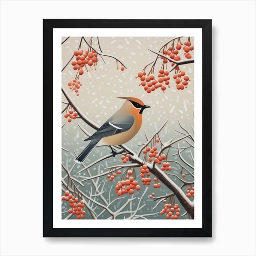 Winter bird painting cedar - winter,