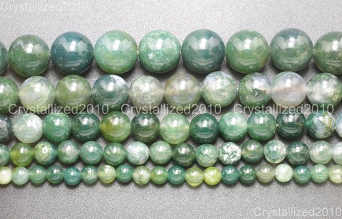Natural green moss agate - green,