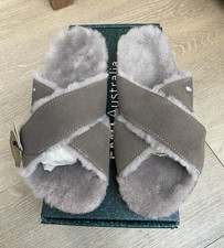 NEW EMU AUSTRALIA MAYBERRY CORKY SHEEPSKIN SLIPPERS, UK 5