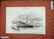 Old Antique Print 1889H.M.S Blake Cruiser Ship Chatham Portsmouth Harbour 19th