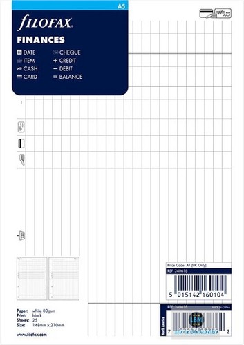 Filofax size finances - a5,