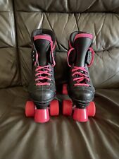 SFR Street 86 Retro quad roller skates size 2 Pink And Black + Hockey Socks