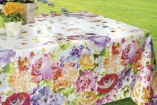 Floral Rose Border White Wipe Clean Tablecloth Cover Vinyl Waterproof Protector