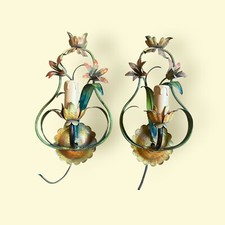 A Pair Of French Metal Toleware Fleur De Lis Wall Sconces