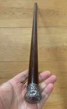 Antique Heavy Hardwood Walking Cane Silver Pommel Marked 1896 Chester 89cm 430gs